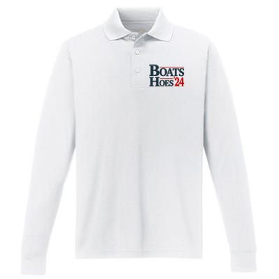 Boats And Hoes 2024 Election Funny Performance Long Sleeve Polo