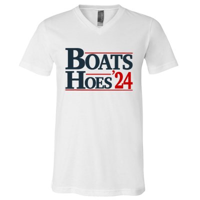 Boats And Hoes 2024 Election Funny V-Neck T-Shirt