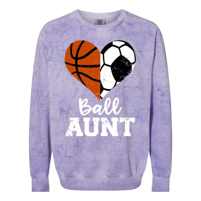 Ball Aunt Heart Funny Soccer Basketball Aunt Gift Colorblast Crewneck Sweatshirt