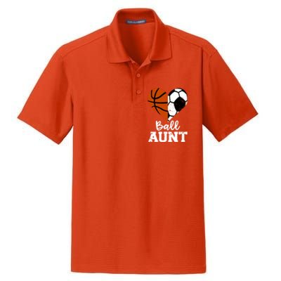 Ball Aunt Heart Funny Soccer Basketball Aunt Gift Dry Zone Grid Polo