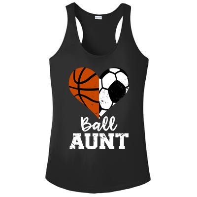 Ball Aunt Heart Funny Soccer Basketball Aunt Gift Ladies PosiCharge Competitor Racerback Tank