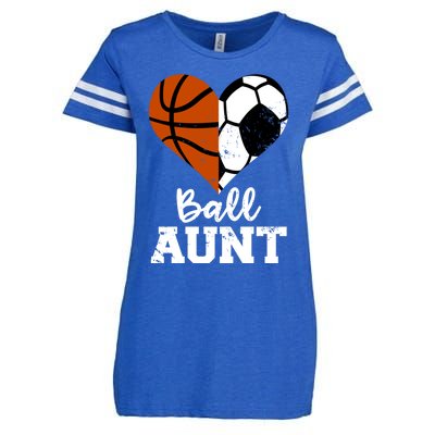 Ball Aunt Heart Funny Soccer Basketball Aunt Gift Enza Ladies Jersey Football T-Shirt