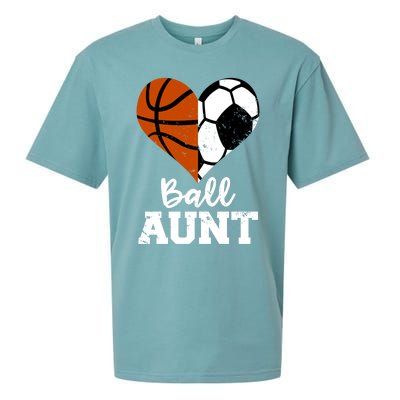 Ball Aunt Heart Funny Soccer Basketball Aunt Gift Sueded Cloud Jersey T-Shirt