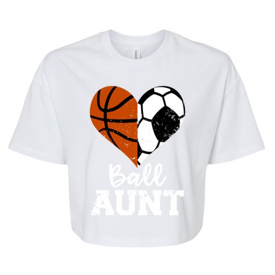 Ball Aunt Heart Funny Soccer Basketball Aunt Gift Bella+Canvas Jersey Crop Tee