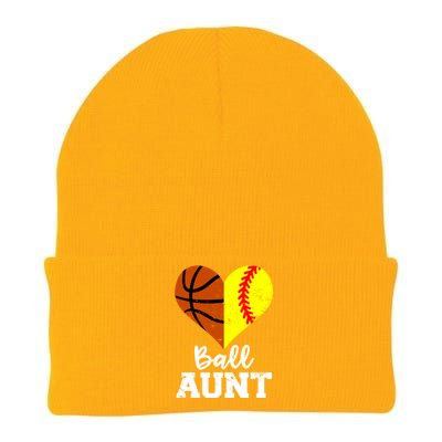 Ball Aunt Heart Funny Softball Basketball Aunt Gift Knit Cap Winter Beanie