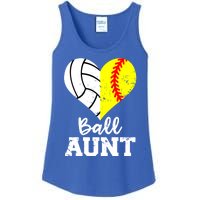 Ball Aunt Heart Funny Softball Volleyball Aunt Gift Ladies Essential Tank