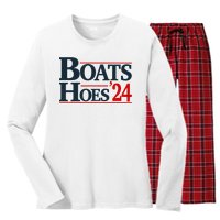 Boats And Hoes 2024 Election Funny Women's Long Sleeve Flannel Pajama Set 