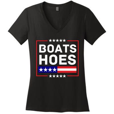 Boats And Hoes 2024 Election Funny Women's V-Neck T-Shirt