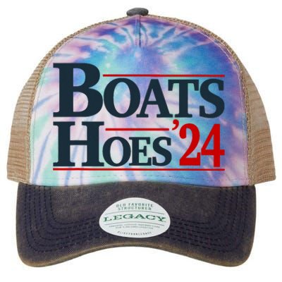 Boats And Hoes 2024 Election Funny Legacy Tie Dye Trucker Hat