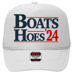 Boats And Hoes 2024 Election Funny High Crown Mesh Back Trucker Hat