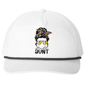 Ball Aunt Heart Messy Bun Softball Baseball Aunt Gift Snapback Five-Panel Rope Hat