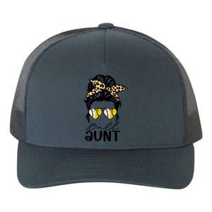 Ball Aunt Heart Messy Bun Softball Baseball Aunt Gift Yupoong Adult 5-Panel Trucker Hat