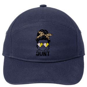 Ball Aunt Heart Messy Bun Softball Baseball Aunt Gift 7-Panel Snapback Hat