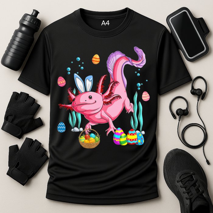 Bunny Axolotl Hunting Easter Eggs Basket Costume Cooling Performance Crew T-Shirt