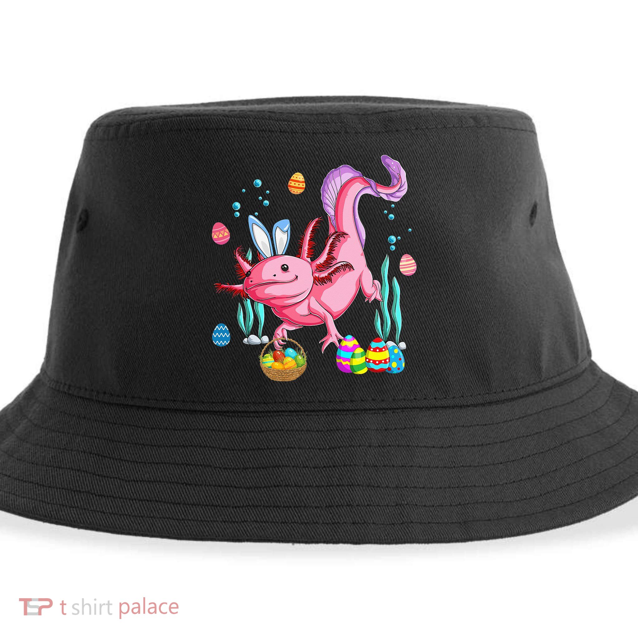 Bunny Axolotl Hunting Easter Eggs Basket Costume Sustainable Bucket Hat