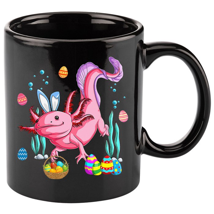 Bunny Axolotl Hunting Easter Eggs Basket Costume 11oz C Handle Ceramic Mug
