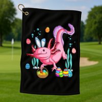 Bunny Axolotl Hunting Easter Eggs Basket Costume Golf Towel