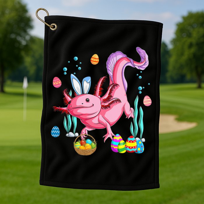 Bunny Axolotl Hunting Easter Eggs Basket Costume Golf Towel