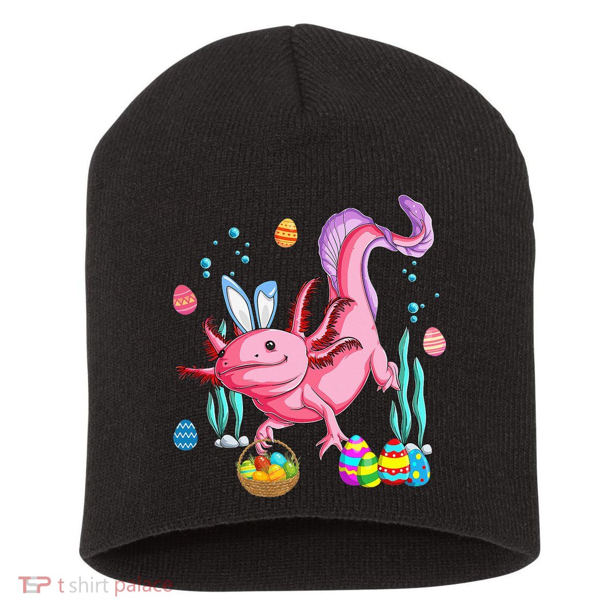 Bunny Axolotl Hunting Easter Eggs Basket Costume Short Acrylic Beanie
