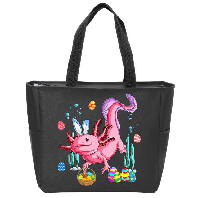 Bunny Axolotl Hunting Easter Eggs Basket Costume Zip Tote Bag