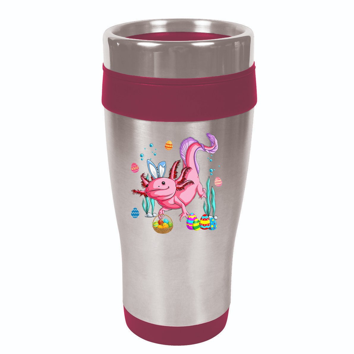 Bunny Axolotl Hunting Easter Eggs Basket Costume 16oz Travel Tumbler