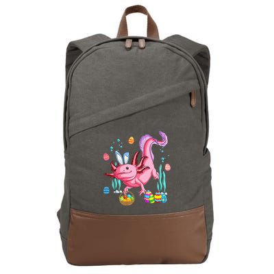 Bunny Axolotl Hunting Easter Eggs Basket Costume Cotton Canvas Backpack