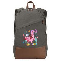 Bunny Axolotl Hunting Easter Eggs Basket Costume Cotton Canvas Backpack