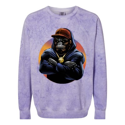 Bad Ass Hip Hop Monkey Colorblast Crewneck Sweatshirt