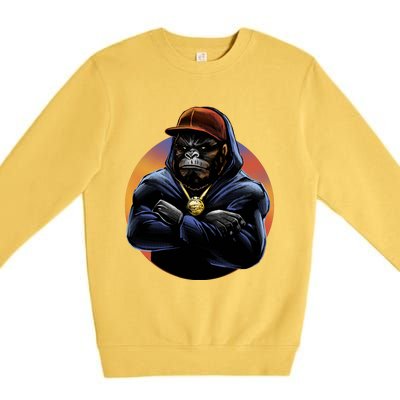 Bad Ass Hip Hop Monkey Premium Crewneck Sweatshirt