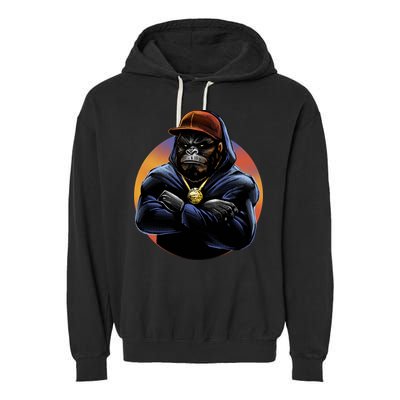 Bad Ass Hip Hop Monkey Garment-Dyed Fleece Hoodie