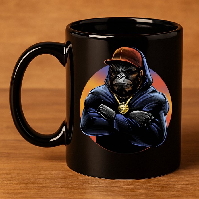 Bad Ass Hip Hop Monkey 11oz C Handle Ceramic Mug