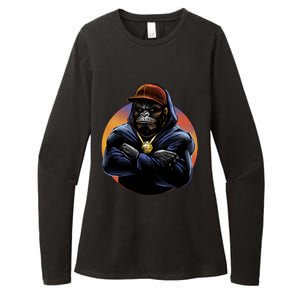 Bad Ass Hip Hop Monkey Womens CVC Long Sleeve Shirt