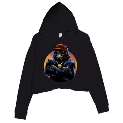 Bad Ass Hip Hop Monkey Crop Fleece Hoodie