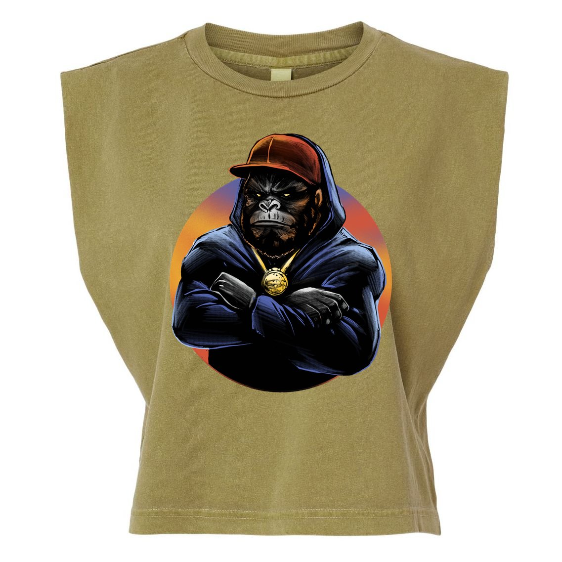 Bad Ass Hip Hop Monkey Garment-Dyed Women's Muscle Tee