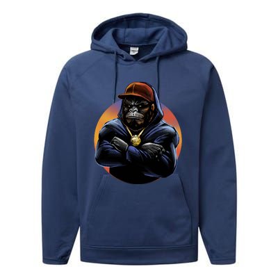 Bad Ass Hip Hop Monkey Performance Fleece Hoodie