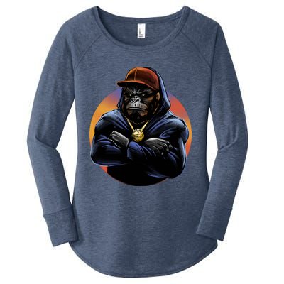 Bad Ass Hip Hop Monkey Women's Perfect Tri Tunic Long Sleeve Shirt