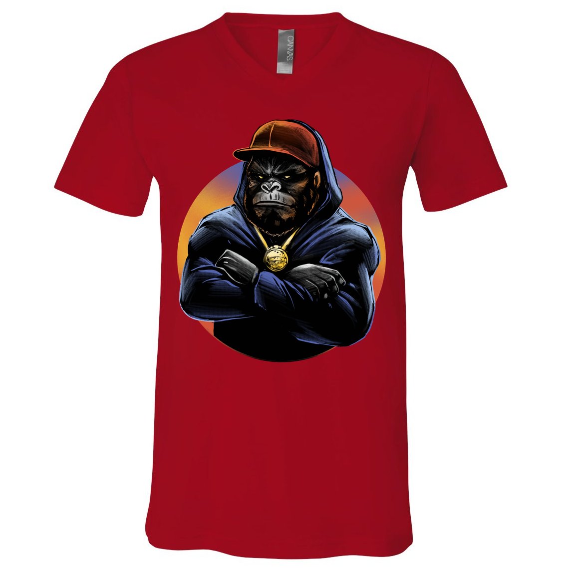 Bad Ass Hip Hop Monkey V-Neck T-Shirt