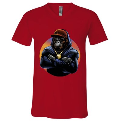 Bad Ass Hip Hop Monkey V-Neck T-Shirt