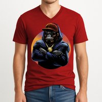 Bad Ass Hip Hop Monkey V-Neck T-Shirt