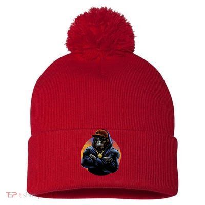 Bad Ass Hip Hop Monkey Pom Pom 12in Knit Beanie