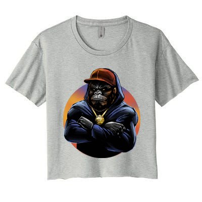 Bad Ass Hip Hop Monkey Women's Crop Top Tee