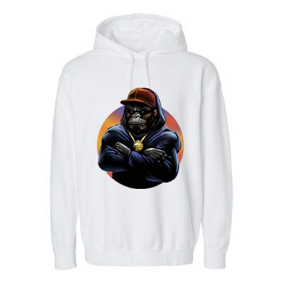 Bad Ass Hip Hop Monkey Garment-Dyed Fleece Hoodie