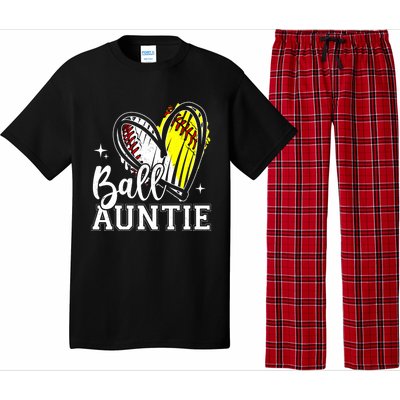 Ball Auntie Heart Baseball Softball Aunt Meaningful Gift Pajama Set