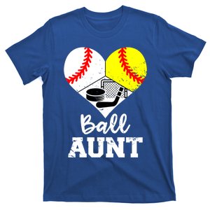 Ball Aunt Heart Funny Baseball Softball Hockey Aunt Meaningful Gift T-Shirt