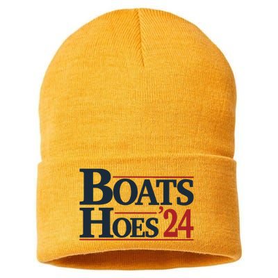 Boats And Hoes 2024 Election Funny 4th Of July Sustainable Knit Beanie