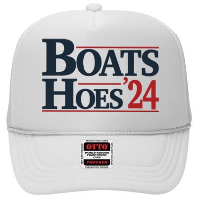 Boats And Hoes 2024 Election Funny 4th Of July High Crown Mesh Back Trucker Hat