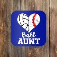 Ball Aunt Heart Funny Baseball Volleyball Aunt Gift Coaster