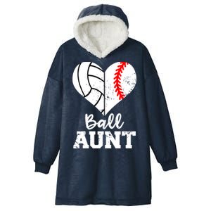 Ball Aunt Heart Funny Baseball Volleyball Aunt Gift Hooded Wearable Blanket