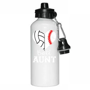 Ball Aunt Heart Funny Baseball Volleyball Aunt Gift Aluminum Water Bottle