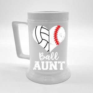 Ball Aunt Heart Funny Baseball Volleyball Aunt Gift Beer Stein